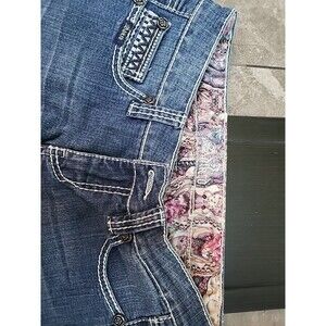 Adiktd Women's Straight Leg Embellished Jeans Rose Buttons, Studs & Embroidery 4